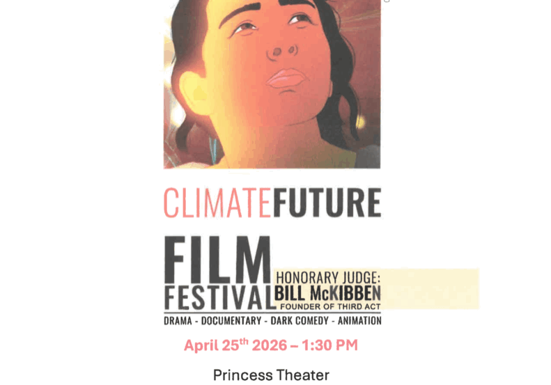 ClimateFuture Film Festival event poster with illustrated portrait