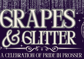 Grapes & Glitter Pride celebration event banner