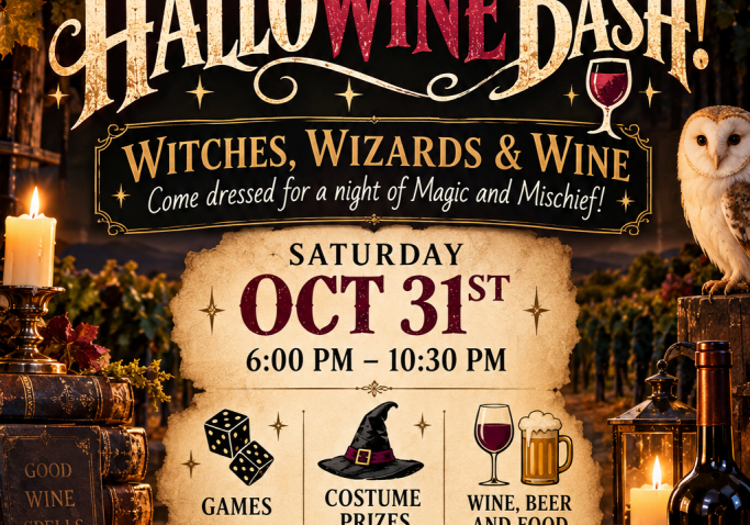 Wit Cellars Halloween wine party poster