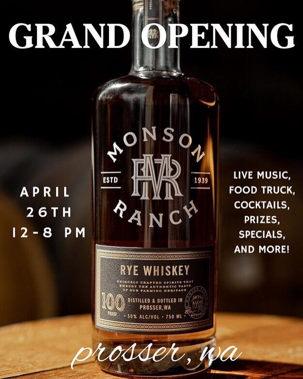 🚨 GRAND OPENING ALERT! 🚨

Join us for the Monson Ranch Distillers Grand Opening Celebration 🥃

📅 Date: Saturday, April 26, 2025
📍 Location: Monson Ranch Distillers, 1123 Dudley Ave, Prosser, WA
⏰ Time: 12 PM – 8 PM
🎟 VIP Tickets: $35 (includes entry, food by Dog Haus, a craft cocktail & a Monson Ranch Distillers glass!) 
🎫 Tickets https://www.gooseridge.com/About-Us/Events (link in bio) 

We’re throwing an epic party to celebrate the launch of Monson Ranch Distillers, and you’re invited! Expect an unforgettable day of:

🎶 Live Music – Jam out with zacgrooms (2-5PM) & flowersforwolves (5-8PM)
🍸 Craft Cocktails – Sip on handcrafted cocktails made with our finest spirits
🌭 doghaus_pasco ~ Delicious gourmet hot dogs & sausages available for purchase
🎉 Exclusive Specials & Prizes – Score awesome giveaways & event-only deals

This is a 21+ event, so gather your crew and let’s raise a glass to a new era of craft spirits! 🥃✨

Tag your drinking buddies in the comments ⬇️ #monsonranchdistillers #grandopening #pnwspirits #tourprosser #visitprosser #prosserwa