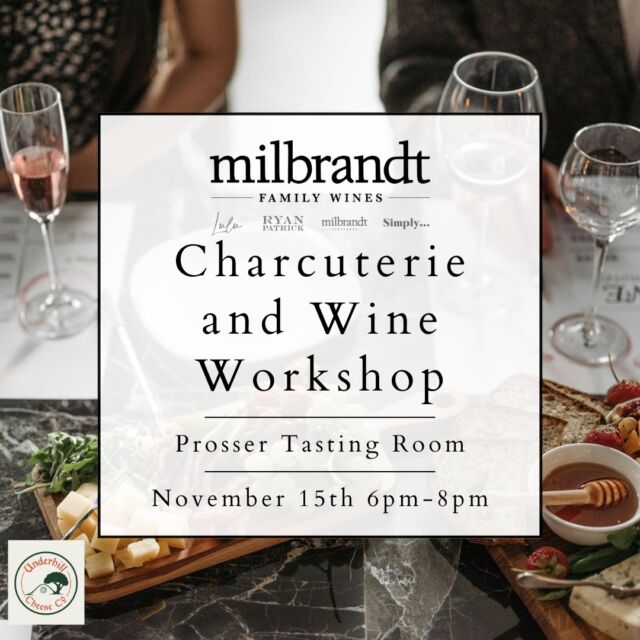 Elevate your pairing skills at our Charcuterie & Wine Pairing Workshop on November 15th from 6-8 PM at our Prosser tasting room! Join us and Underhill Cheese Co. to learn the art of crafting a beautiful charcuterie board with perfectly paired wines from Milbrandt Vineyards and Ryan Patrick Wines. Plus, exclusive discounts on wine purchases for attendees! Tickets are available on our events calendar – don’t miss out! #MilbrandtFamilyWines #ProsserEvents #CharcuterieAndWine #UnderhillCheeseCo #RyanPatrickWines #TourProsser #Prosser #TriCities #ProsserWine #ProsserWa