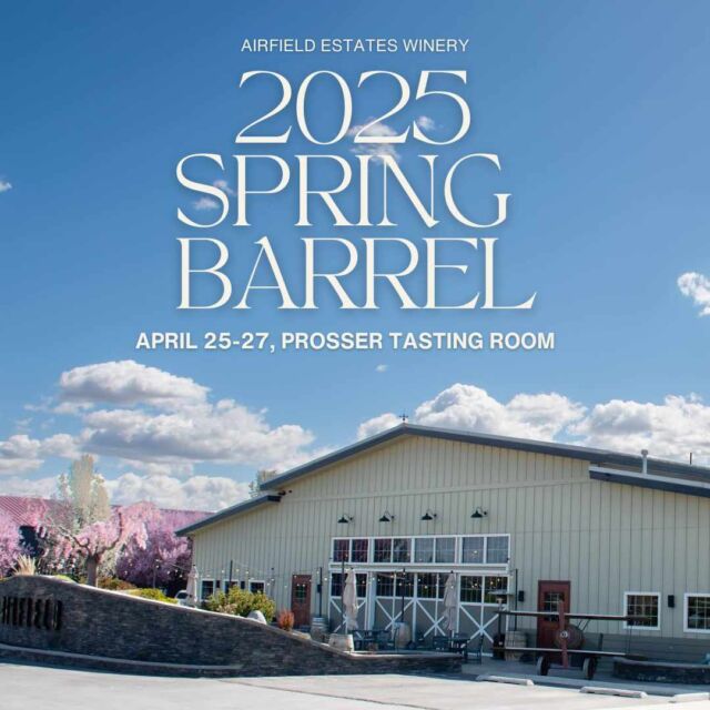 It's Almost here... Come Experience Spring Barrel with Airfield! 🍷🎉
April 25–27 | Prosser Tasting Room

Spring Barrel Weekend is one of the biggest wine events of the year, and Airfield is the place to be! We’re bringing the cellar experience to you with exclusive barrel samples of our 2023 Mustang, brand-new wine releases, and major discounts you’ll only find on this special weekend.

🎟️ $15 Entry = Souvenir Tumbler + 5 Tastings
🍷 Barrel Tasting: 2023 Mustang (pre-purchase available!)
🍟 Food Trucks: Fast & Curryous + Gray’s Wings & Things
🍹 Extras: Frosés • Sangria • Local Beer

New to wine or a longtime fan?—everyone's welcome to sip, snack, and stock up! Round up your crew and make Airfield a must-stop for Spring Barrel!

#springbarrel #springbarreltasting #prosserwa #tourprosser #markyourcalendar #airfieldwines #visitus #spring #springactivities #yakimavalleyava #washingtonwine #tastingroom #foodtrucks #barrelwine #newreleases #wine #frosé #cheers
