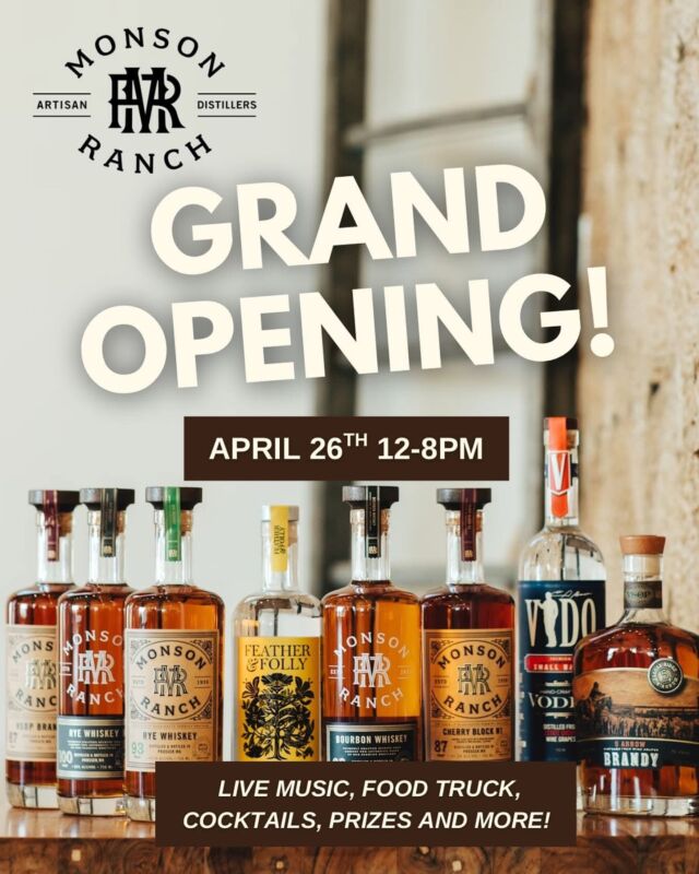 Join us for the Monson Ranch Distillers Grand Opening Celebration 🥃

📅 Date: Saturday, April 26, 2025
📍 Location: Monson Ranch Distillers, 1123 Dudley Ave, Prosser, WA
⏰ Time: 12 PM – 8 PM
🎟 VIP Tickets: $35 (includes entry, food by Dog Haus, a craft cocktail & a Monson Ranch Distillers glass!) 
🎫 Tickets https://www.gooseridge.com/About-Us/Events (link in bio) 

We’re throwing an epic party to celebrate the launch of Monson Ranch Distillers, and you’re invited! Expect an unforgettable day of:

🎶 Live Music – Jam out with zacgrooms (2-5PM) & flowersforwolves (5-8PM)
🍸 Craft Cocktails – Sip on handcrafted cocktails made with our finest spirits
🌭 doghaus_pasco ~ Delicious gourmet hot dogs & sausages available for purchase
🎉 Exclusive Specials & Prizes – Score awesome giveaways & event-only deals

This is a 21+ event, so gather your crew and let’s raise a glass to a new era of craft spirits! 🥃✨

Tag your drinking buddies in the comments ⬇️ #monsonranchdistillers #grandopening #pnwspirits #tourprosser #visitprosser #prosserwa